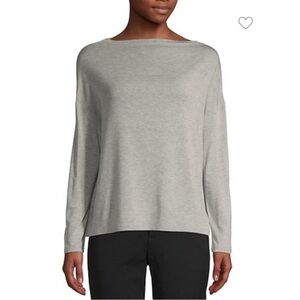 Vince Boat Neck Light Gray Long-Sleeve Top S